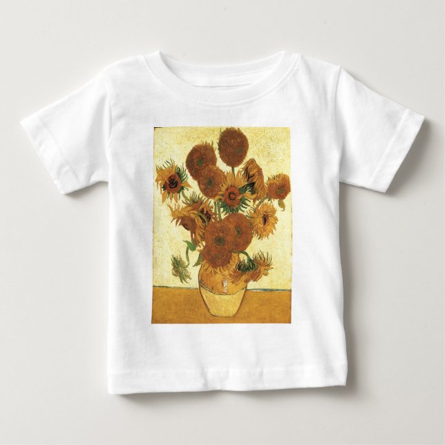 T-shirt Pour Bébé Vase avec quinze tournesols, Vincent van Gogh (Devant)