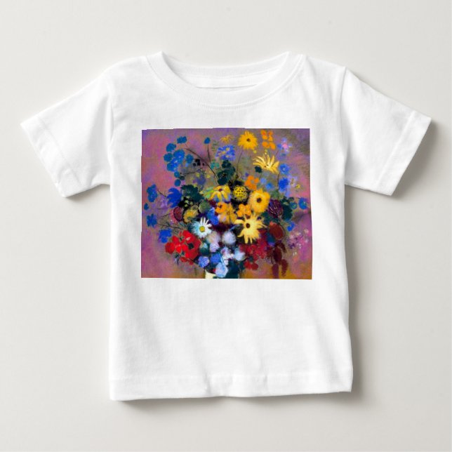 T-shirt Pour Bébé Vase blanc avec fleurs Odilon Redon (Devant)
