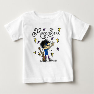 T-shirt Pour Bébé Vedette du rock de garçon de cheveux noirs