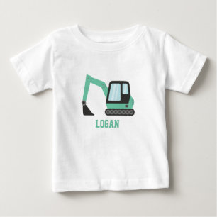 T-shirt Pour Bébé Véhicule de chantier pelleteuse verte pour enfants