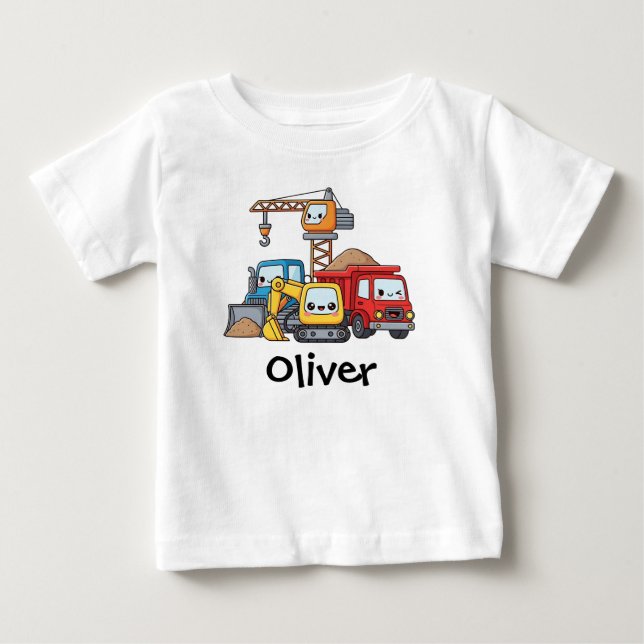 T-shirt Pour Bébé Véhicules de construction mignons (Devant)