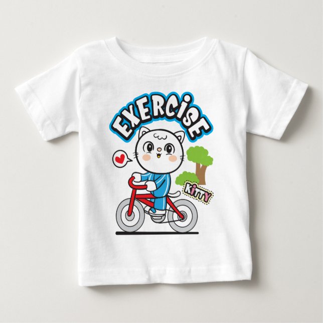 T-shirt Pour Bébé Vélo de chat (Devant)