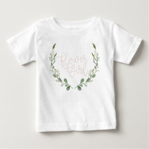 T-shirt Pour Bébé Verdure Aquarelle Wreath   Fleur fille
