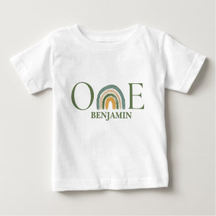 T-shirt Pour Bébé Vert arc-en-ciel Aquarelle 1er anniversaire