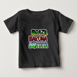 T-shirt Pour Bébé Vert jaune or Brésil Hakuna Matata