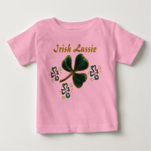 T-shirt Pour Bébé Verte Faux Velvet Clover Irish Lassie