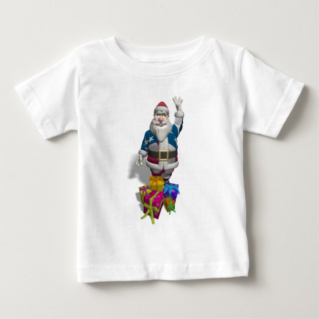 T-shirt Pour Bébé Veste drapeau du Père Noël US (Devant)
