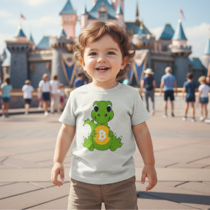 T-shirt Pour Bébé Vêtement bébé dinosaure mignon Bitcoin Crypto Grap
