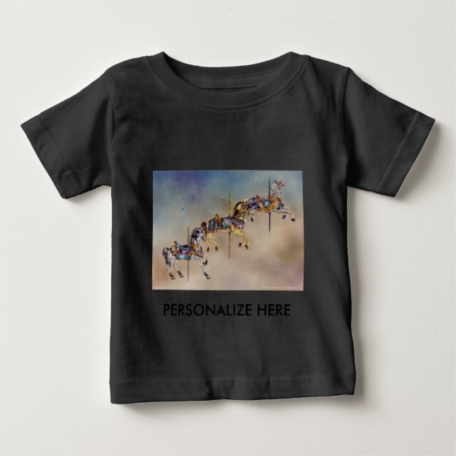 T-shirt Pour Bébé Vêtements pour bébés - Trois Chevaux de carrousel (Devant)