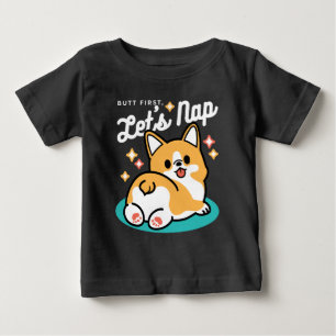 T-shirt Pour Bébé Vibes Corgi Butt et Nap - Joli chien couché