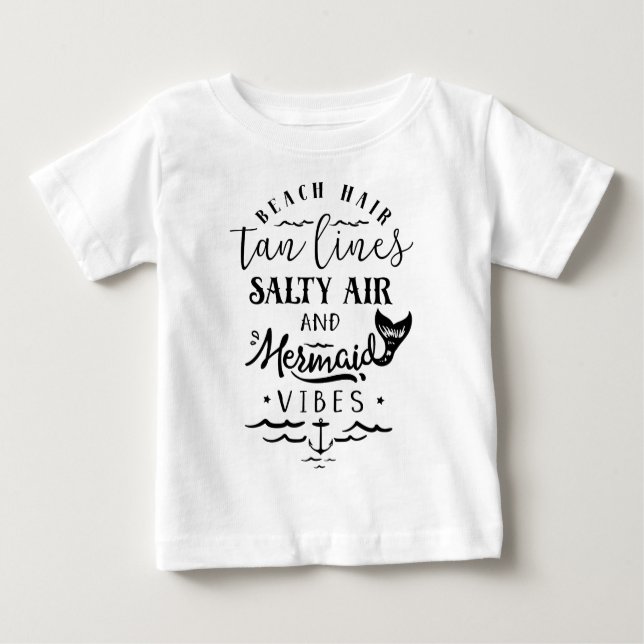 T-shirt Pour Bébé Vibes De Cheveux De Plage, Tan Lines, Salty Air &  (Devant)