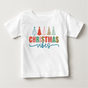 T-shirt Pour Bébé Vibes de Noël - Colorful Holiday Trees Design