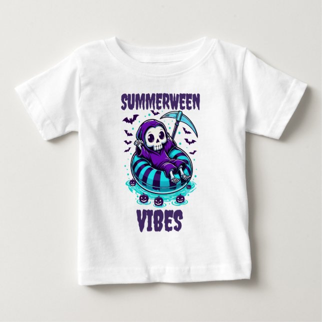 T-shirt Pour Bébé Vibes de Summerween – Faucheur détendu (Devant)