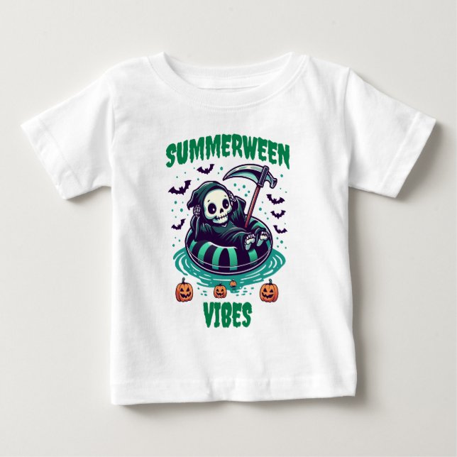 T-shirt Pour Bébé Vibes de Summerween – Faucheur détendu (Devant)