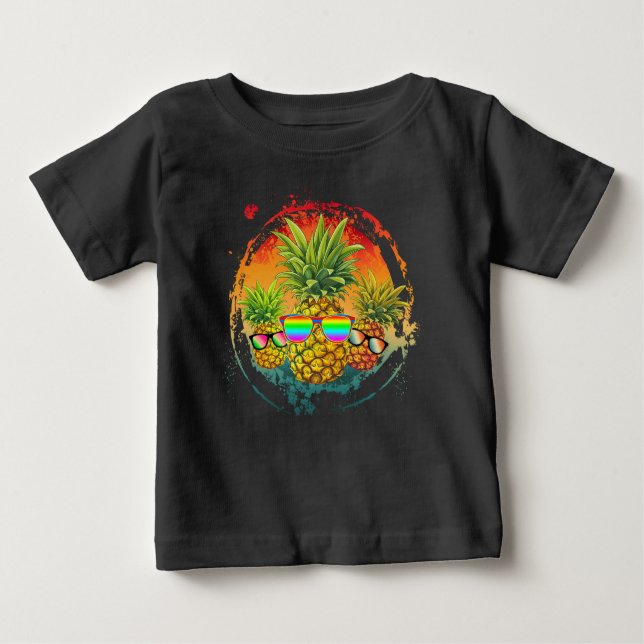 T-shirt Pour Bébé Vibes d'été amusantes à l'ananas (Devant)