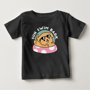 T-shirt Pour Bébé Vibes d'été Chien - Chiot flottant avec lunettes d