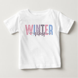 T-shirt Pour Bébé Vibes d'hiver - Typographie Pastel Soft