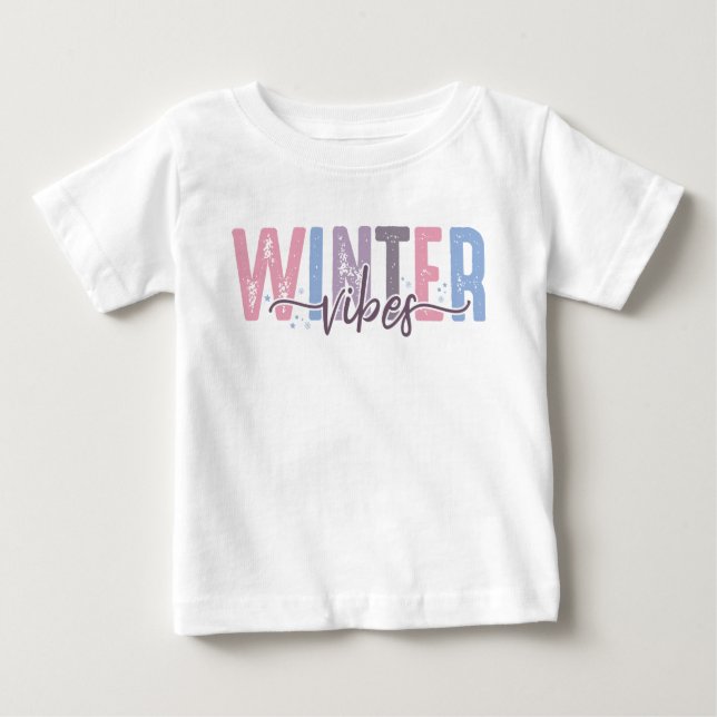 T-shirt Pour Bébé Vibes d'hiver - Typographie Pastel Soft (Devant)