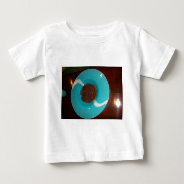 T-shirt Pour Bébé Vibes Java : Coffee Beans et Cyan Blue Bowl Art (Devant)