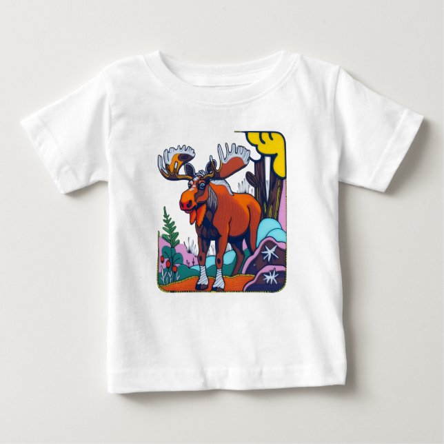 T-shirt Pour Bébé Vibrant Forêt Animal Graphic Tee (Devant)