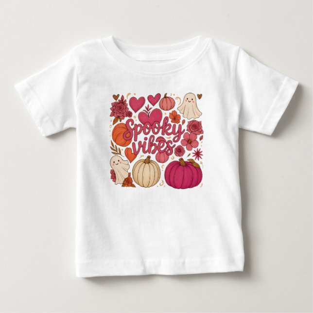 T-shirt Pour Bébé Vibrations Effrayantes - Halloween  (Devant)