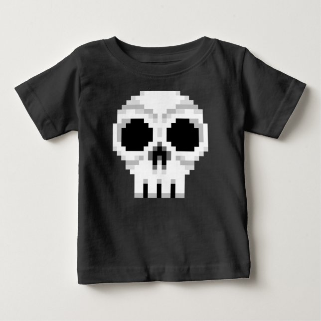 T-shirt Pour Bébé Videogame - Crâne de mort - Pixel Art (Devant)