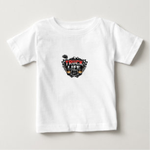 T-shirt Pour Bébé Vie de Camion Grunge en Chrome Rouge Distressed Ca
