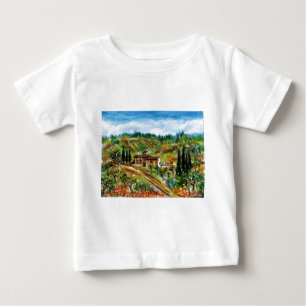 T-SHIRT POUR BÉBÉ VIEILLE FERME, OLIVIERS DANS LE PAYSAGE TOSCANE