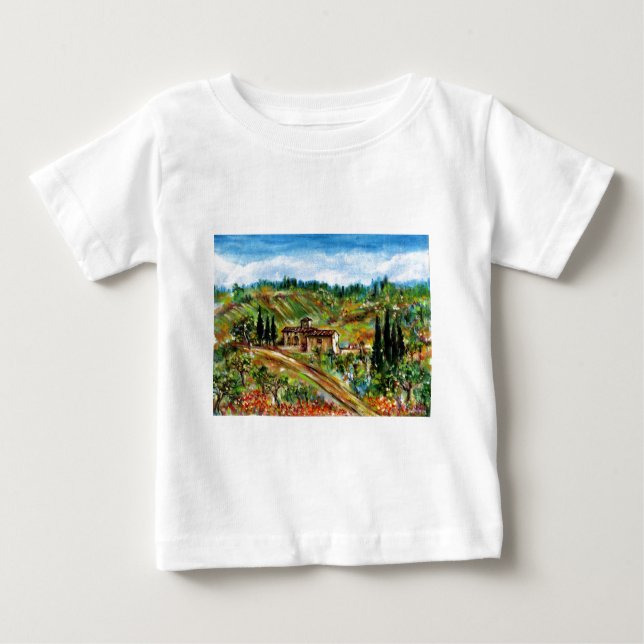 T-SHIRT POUR BÉBÉ VIEILLE FERME, OLIVIERS DANS LE PAYSAGE TOSCANE (Devant)