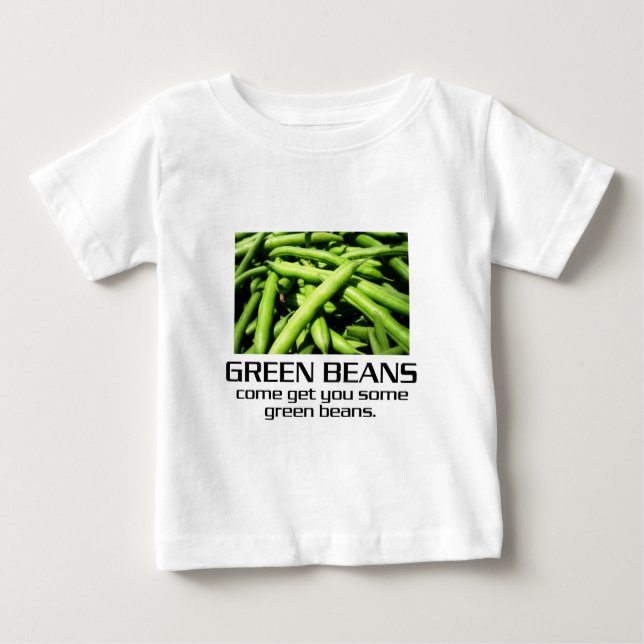 T-shirt Pour Bébé Viens T'Apporter Des Fèves Vertes. (Devant)