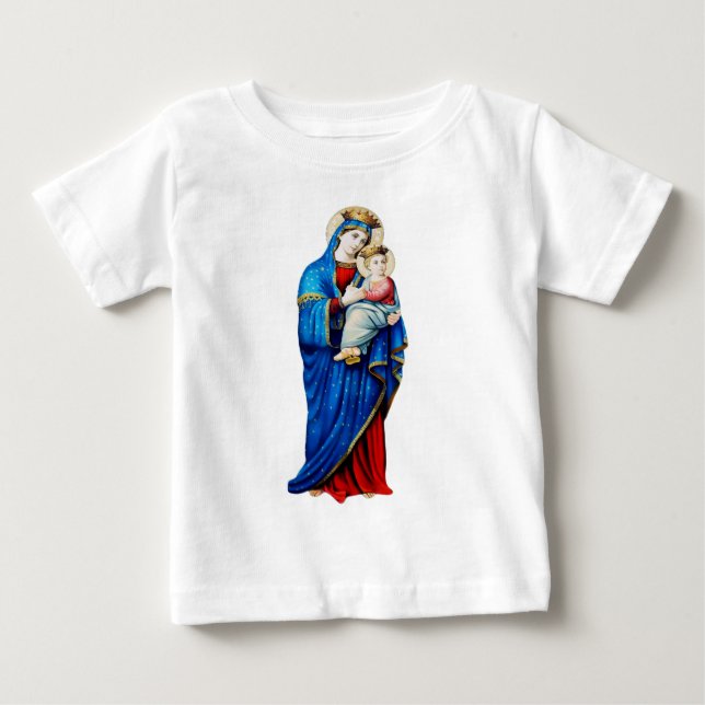 T-shirt Pour Bébé Vierge Marie avec Bébé Jésus (Devant)