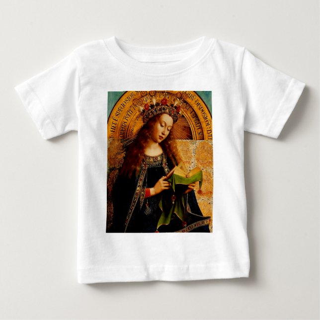 T-shirt Pour Bébé Vierge Marie par Jan van Eyck (Devant)