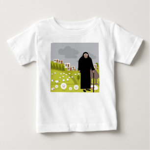 T-shirt Pour Bébé Vieux berger et troupeau de moutons