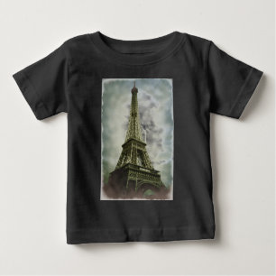 T-shirt Pour Bébé Vieux effet photo Tour Eiffel Paris