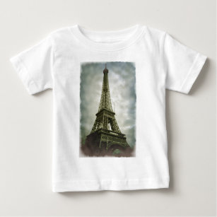 T-shirt Pour Bébé Vieux effet photo Tour Eiffel Paris