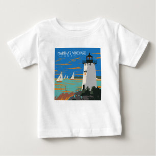 T-shirt Pour Bébé Vignoble de Martha, Massachusetts   Phare