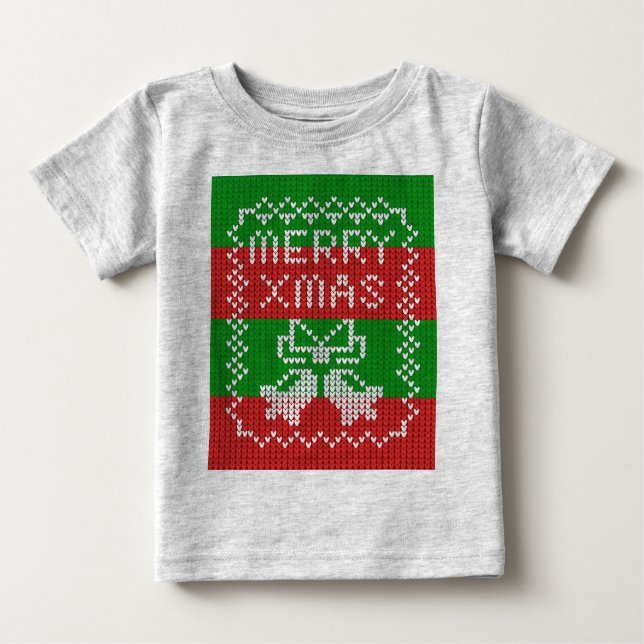 T-shirt Pour Bébé Vilain pull motif sonnettes Joyeux fils Xmas (Devant)