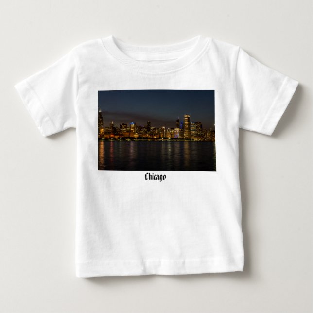 T-shirt Pour Bébé Ville de nuit de Chicago (Devant)