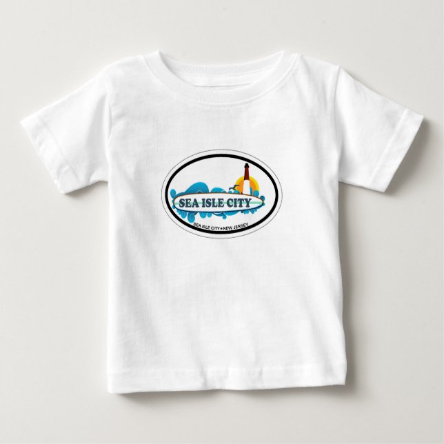 T-shirt Pour Bébé Ville d'île de mer (Devant)