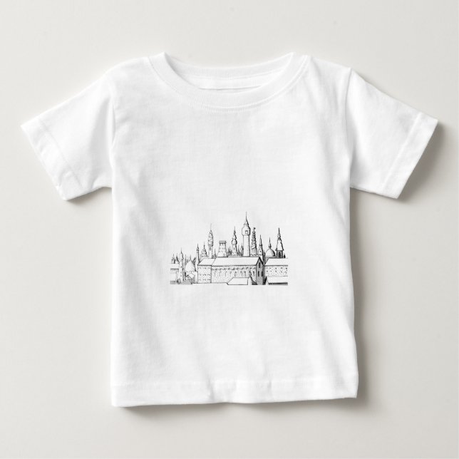 T-shirt Pour Bébé ville fabuleuse . artwork . noir et blanc (Devant)