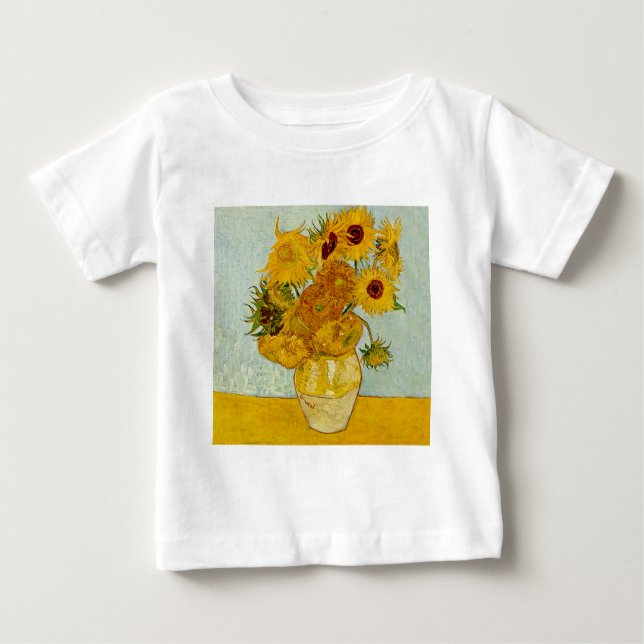 T-shirt Pour Bébé Vincent Van Gogh 12 Tournesols Impressionniste (Devant)