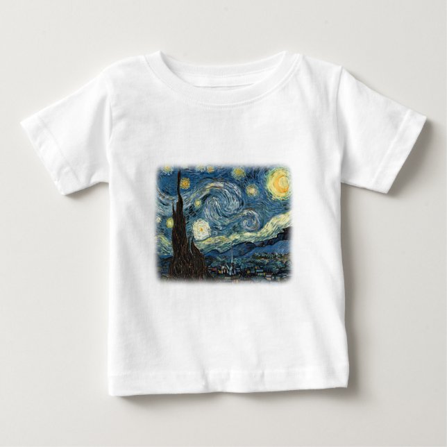T-shirt Pour Bébé Vincent van Gogh, Starry Night. Art célèbre. (Devant)
