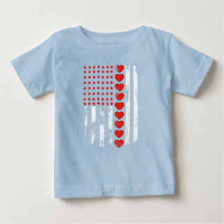 T-shirt Pour Bébé Vintage American Flag Heart Family Matching