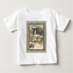 T-shirt Pour Bébé Vintage chat et souris "m'attendant ?"