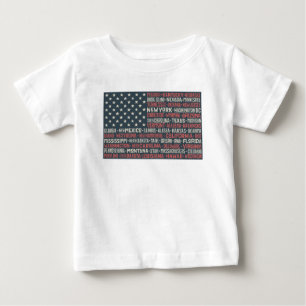 T-shirt Pour Bébé Vintage Faded American Flag State Noms Mots Art