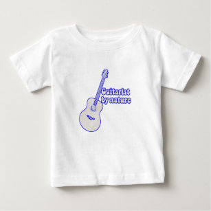 T-shirt Pour Bébé Vintage guitare bleue. Guitariste par nature