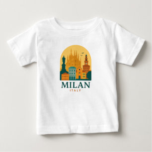 T-shirt Pour Bébé Vintage Milan Italie Voyage   Duomo rétro