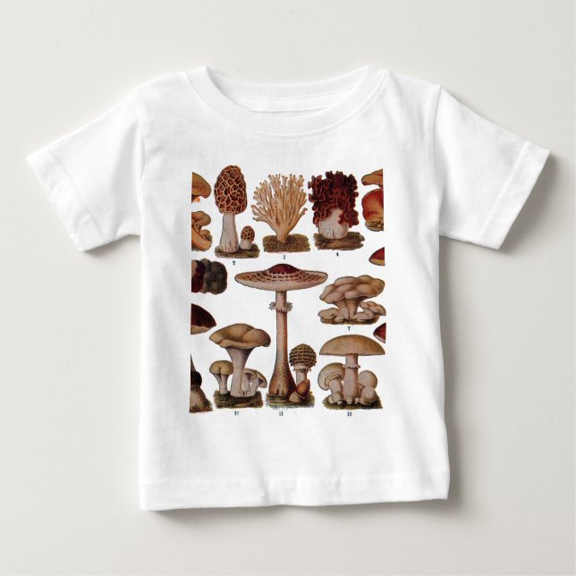 T-shirt Pour Bébé Vintage Mushroom Family Botanique Imprimer (Devant)