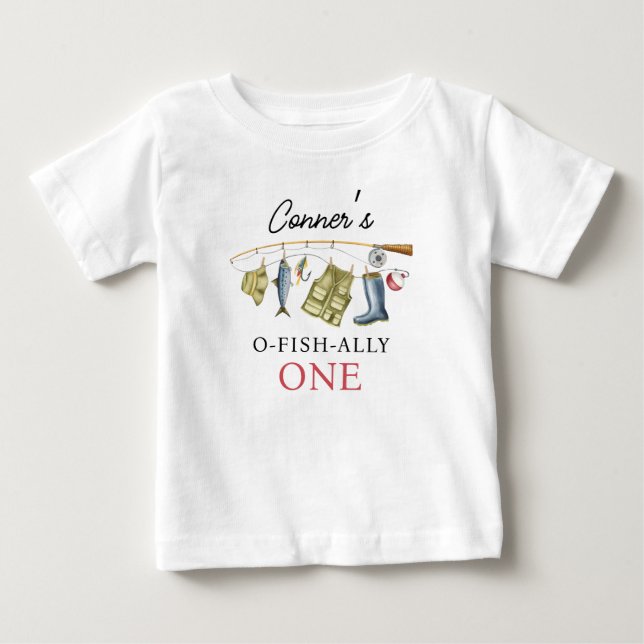 T-shirt Pour Bébé Vintage O-Fish-Ally 1er anniversaire (Devant)