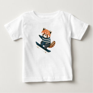 T-shirt Pour Bébé Vintage Panda Roux Racon Skateboard